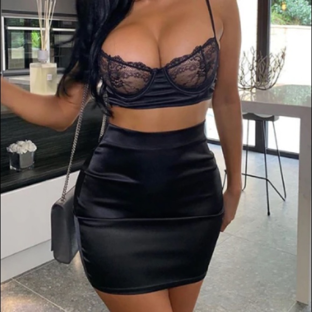 NWT Black Two Piece Skirt Set